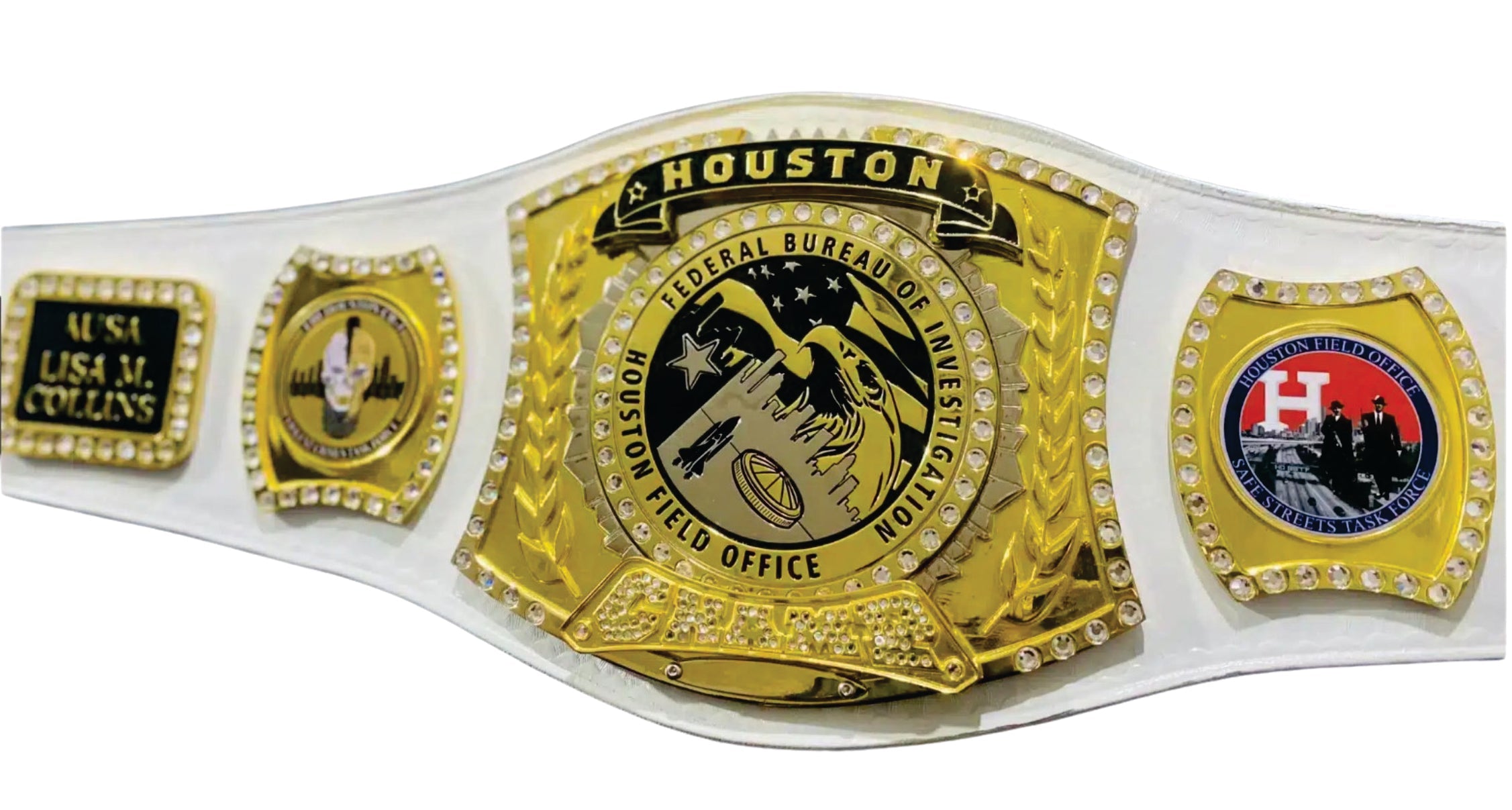 Houston Spinner White Federal Bureau of Investigation Champion Championship Belt Championship Belts Online