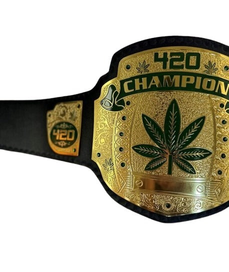 Front view of 420 Weed World Wrestling Championship Belt – premium 420 championship belt