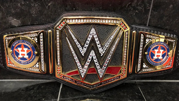 WWE World Heavyweight Title belt with the Houston Astros logos