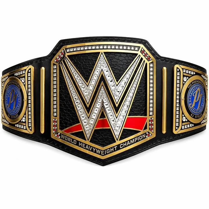 WWE AJ Styles World Heavyweight Championship Replica Belt Black Leather Edition