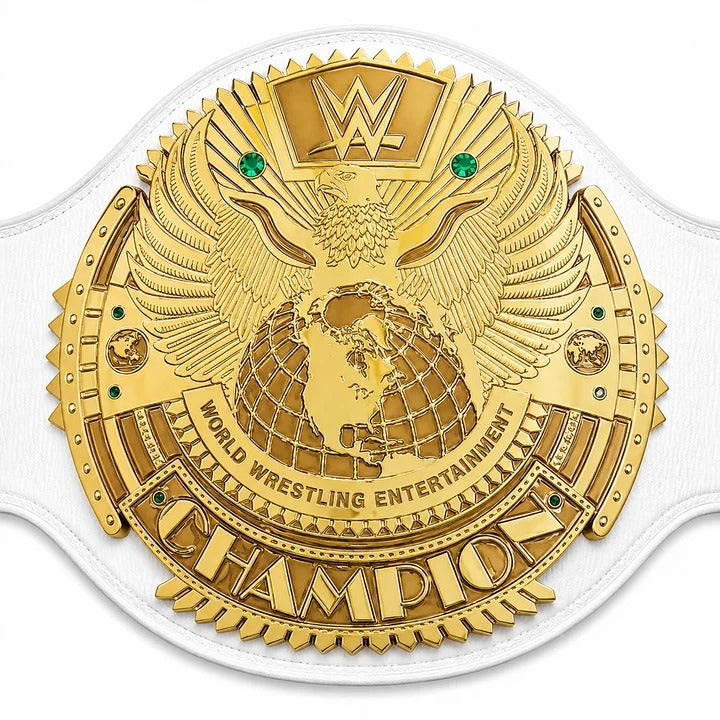 WWE White Strap Championship Replica Belt Gold Eagle World Wrestling Championship Title