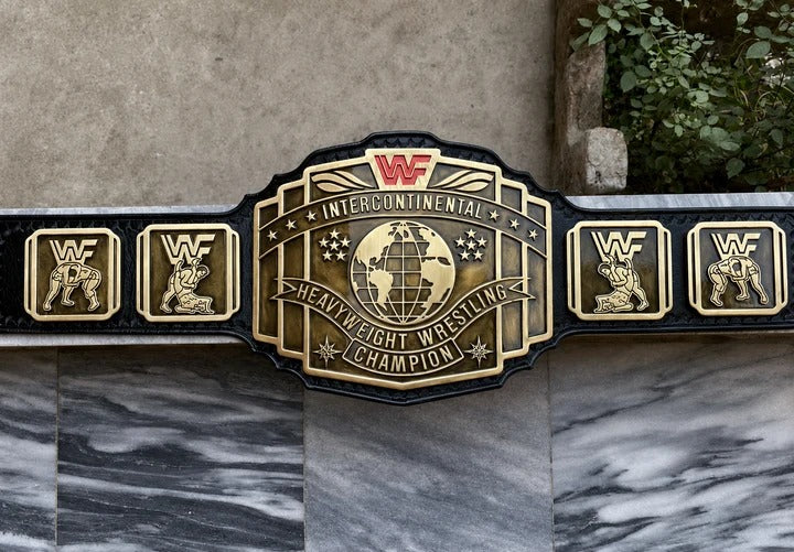 WWF Intercontinental Red Logo HD CNC Antique Plated Championship Title Belt
