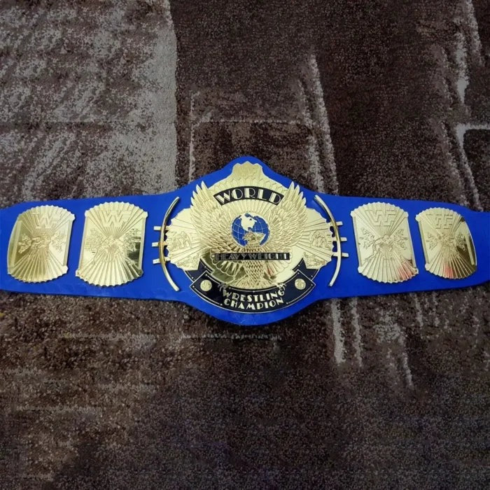 WWF Winged Eagle Blue Brass 24k Gold Championship Title Belt