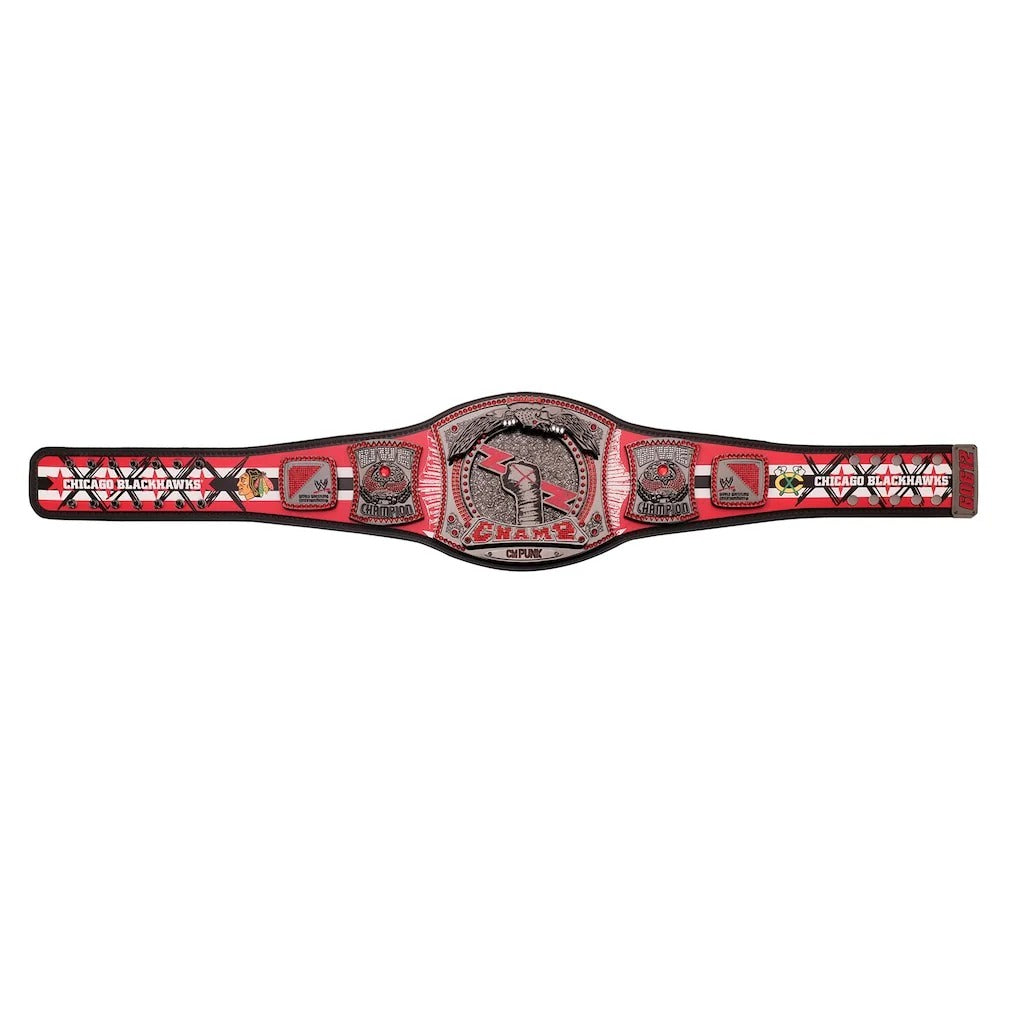 CM Punk Chicago Blackhawks Signature Series Spinner Championship Replica Title Belt