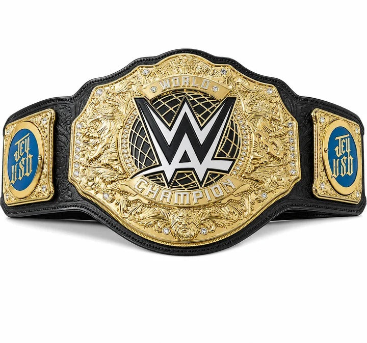WWE World Heavyweight Championship Replica Belt Jey Uso Custom Side Plates Gold Edition
