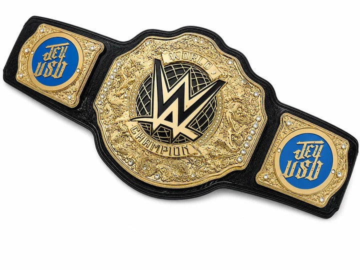 WWE World Heavyweight Championship Replica Belt Jey Uso Custom Side Plates Gold Edition