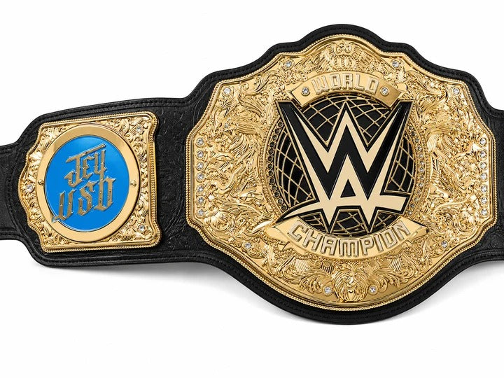 WWE World Heavyweight Championship Replica Belt Jey Uso Custom Side Plates Gold Edition