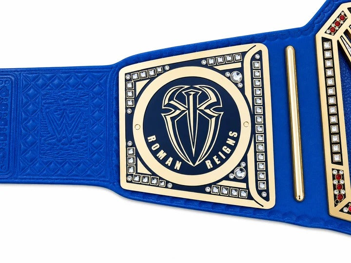 Roman Reigns Blue Universal Championship Belt Premium WWE Replica Title with Custom Side Plates