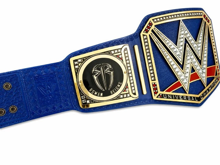 Roman Reigns Blue Universal Championship Belt Premium WWE Replica Title with Custom Side Plates