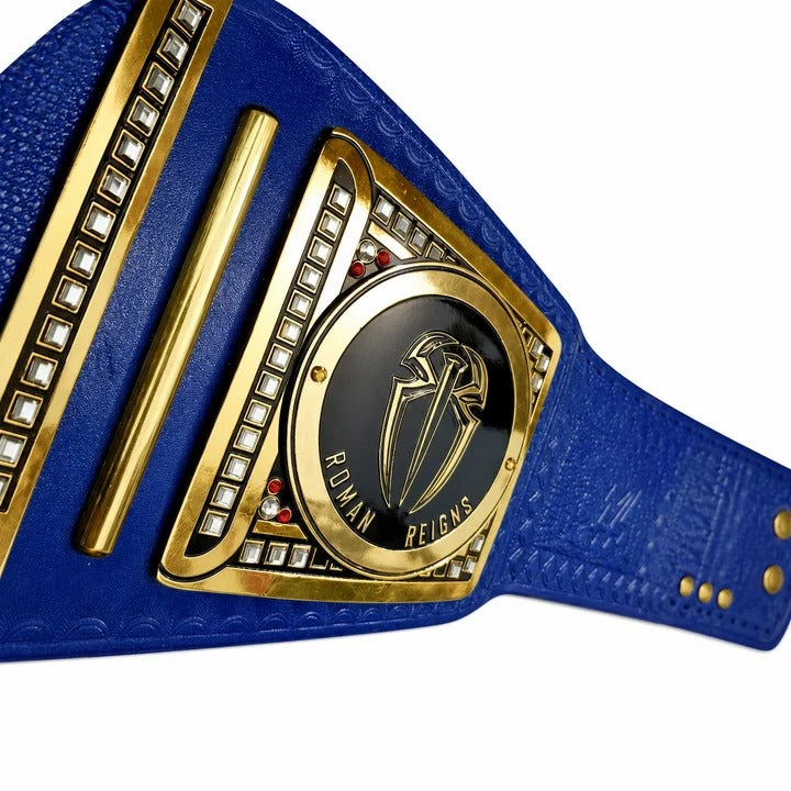 Roman Reigns Blue Universal Championship Belt Premium WWE Replica Title with Custom Side Plates