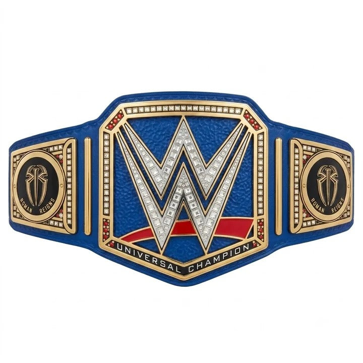 Roman Reigns Blue Universal Championship Belt Premium WWE Replica Title with Custom Side Plates