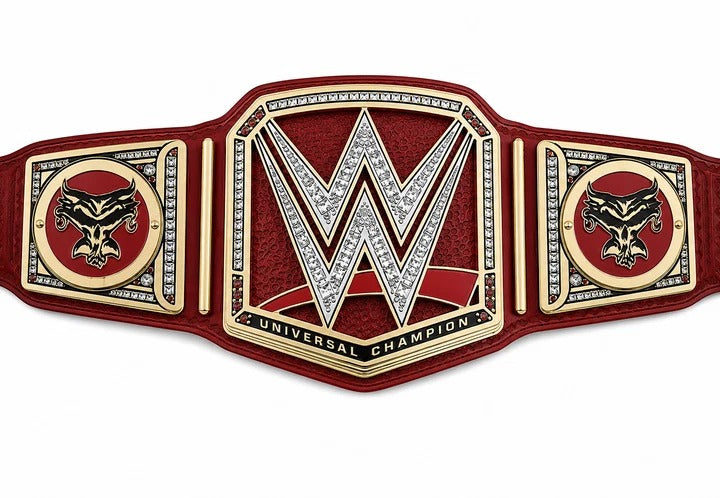 Custom Red Universal Championship Belt Premium Gold Plated Wrestling Title Replica with Jewel-Stone Plates