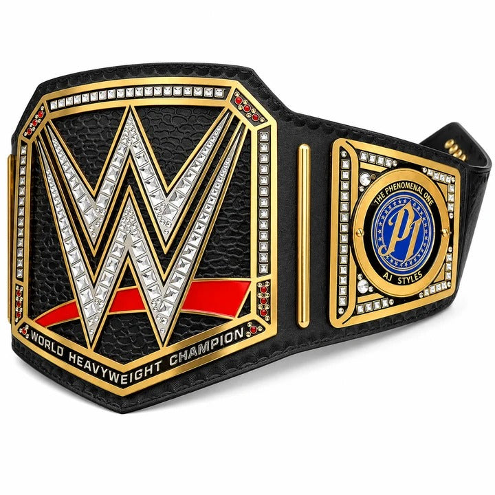 WWE AJ Styles World Heavyweight Championship Replica Belt Black Leather Edition