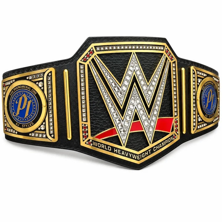 WWE AJ Styles World Heavyweight Championship Replica Belt Black Leather Edition