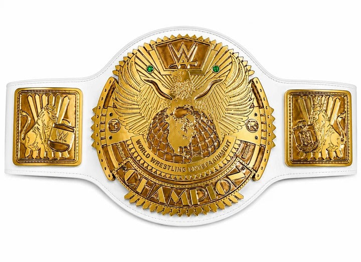 WWE White Strap Championship Replica Belt Gold Eagle World Wrestling Championship Title