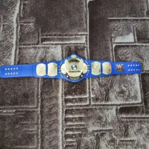 WWF Winged Eagle Blue Brass 24k Gold Championship Title Belt