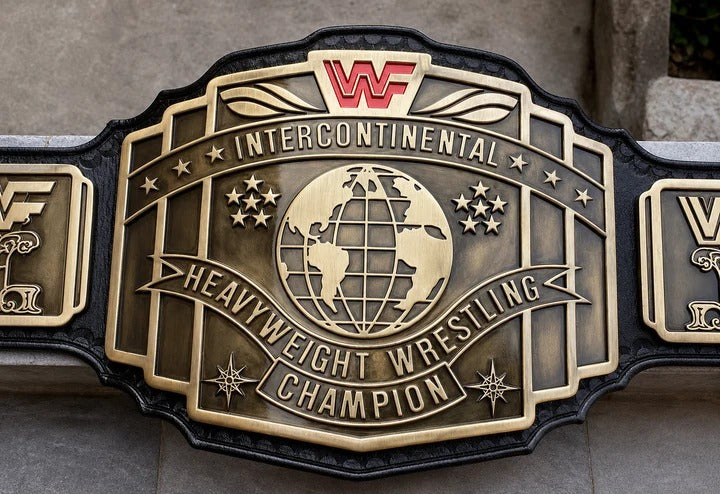 WWF Intercontinental Red Logo HD CNC Antique Plated Championship Title Belt