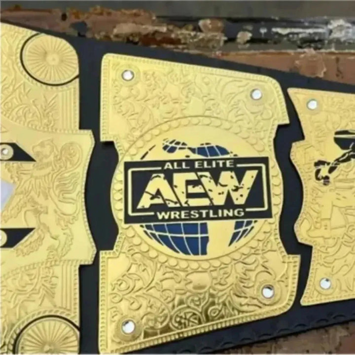 AEW All Atlantic Championship belt with gold and black detailing from Championship Belts Online