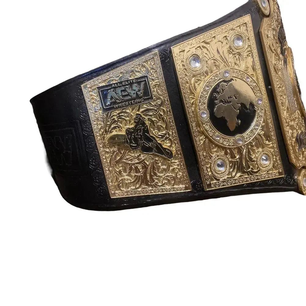 All Elite Wrestling AEW Women Belt replica belt with detailed gold plates and black leather strap