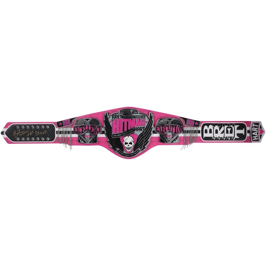 Bret Hart Autographed Signature Series Championship Replica Title Belt with Inscription Championship Belts Online