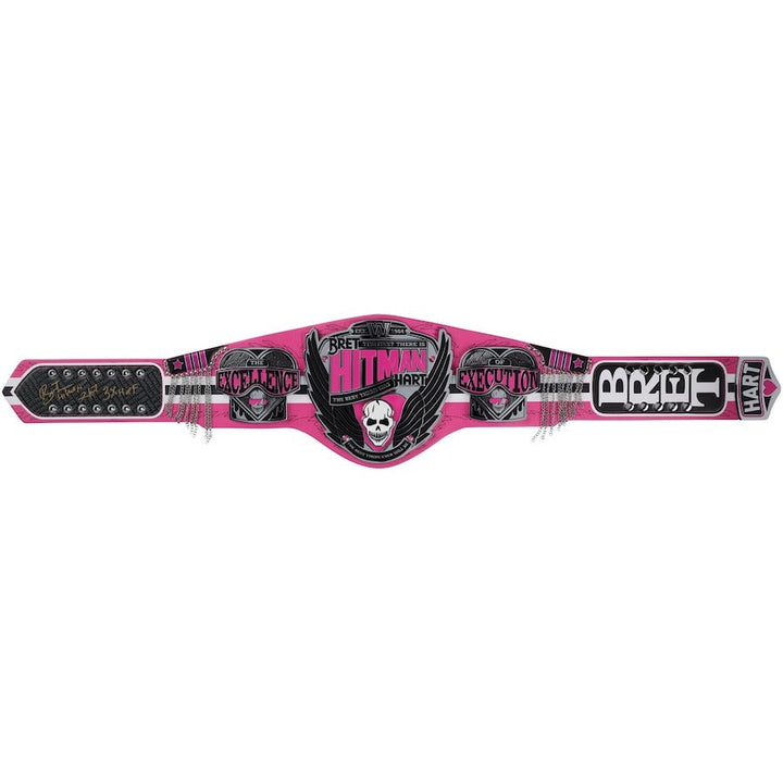 Bret Hart Autographed Signature Series Championship Replica Title Belt with Inscription Championship Belts Online