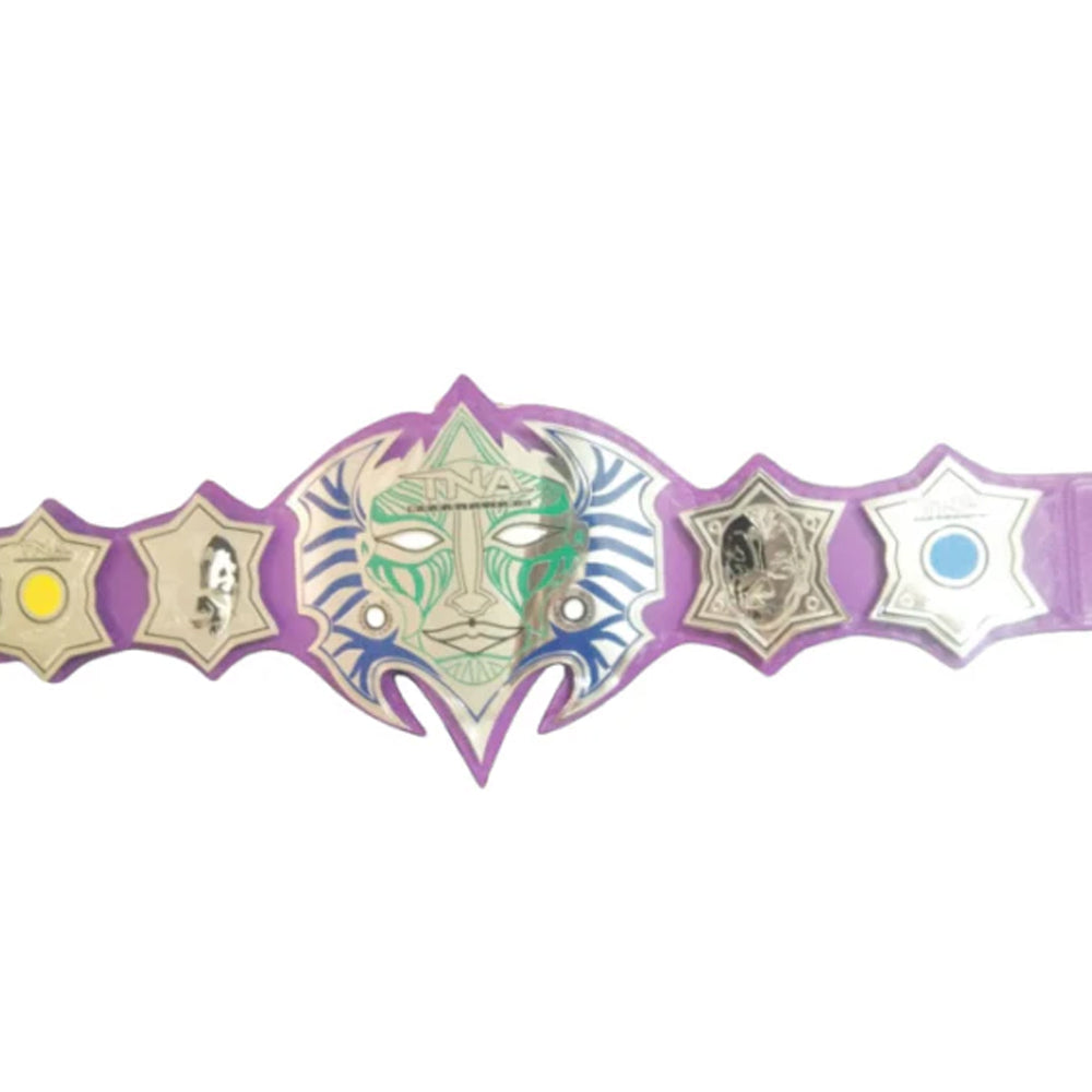 TNA Championship Belts Online immortal heavyweight championship belt with detailed face design on purple strap