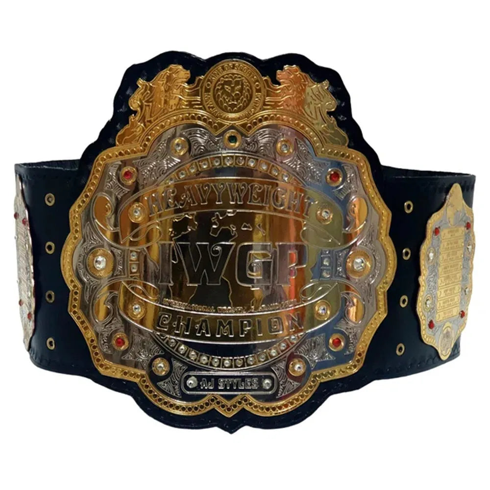 IWGP Heavyweight Championship replica belt with gold and silver plated design by Championship Belts Online
