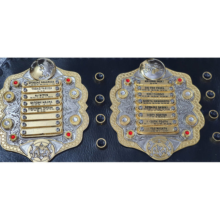 IWGP Heavyweight Championship replica belt with detailed gold and silver plates by Championship Belts Online