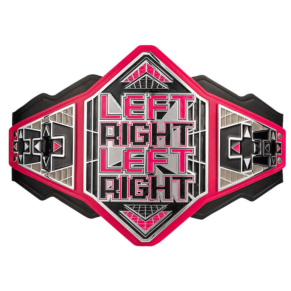 LRLR Belt WWE Championship with bold red and black design showing left right left right text