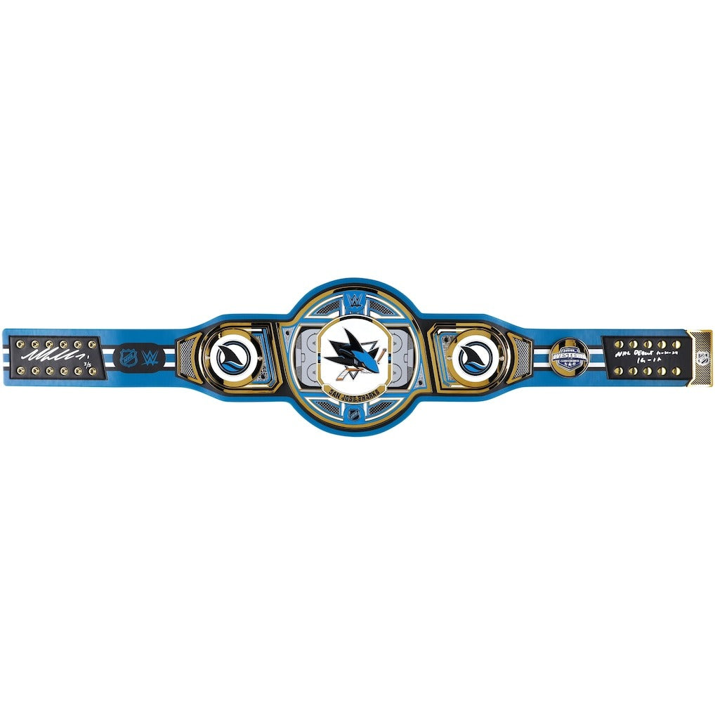 Macklin Celebrini San Jose Sharks Autographed WWE Legacy Title Belt