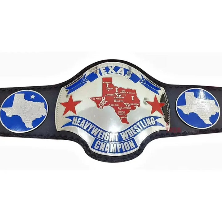 NWA Texas Heavyweight Championship belt replica with Texas map and heavyweight wrestling champion logo