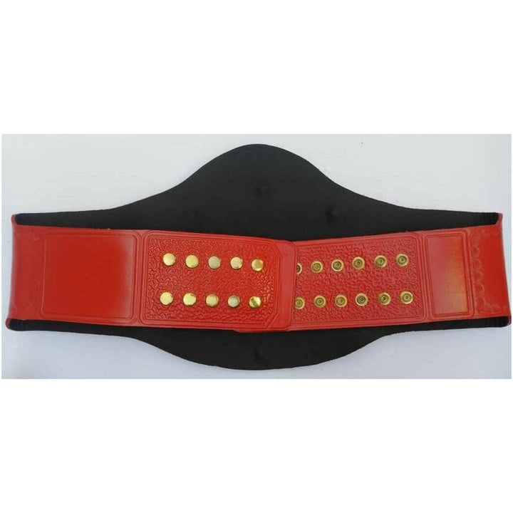 Red leather strap with gold snaps for TNA Legends championship belt by Championship Belts Online