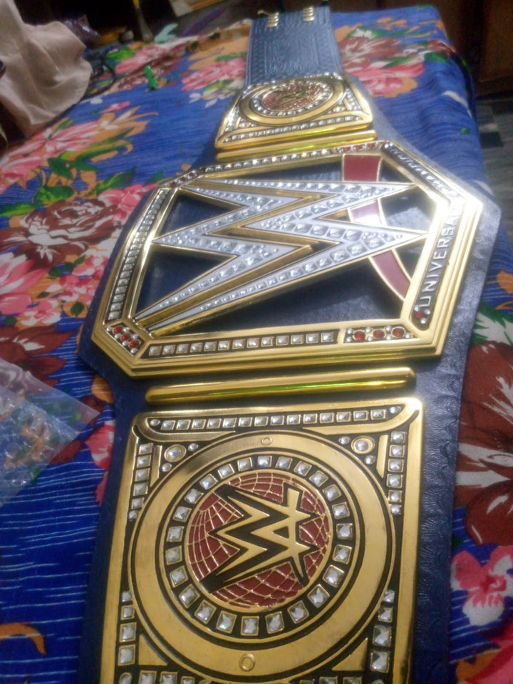 Roman Reigns WWE Autographed Universal Championship Blue Strap Replica Title Belt