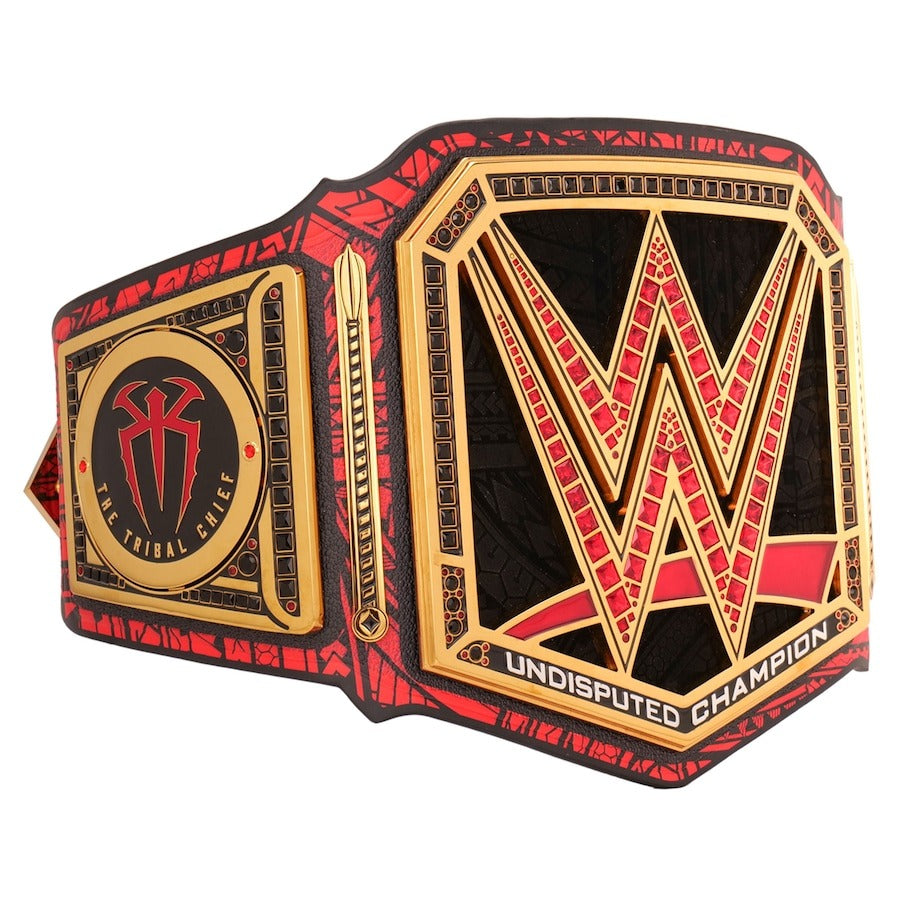 WWE Championship Belt featuring Roman Reigns 1,316 Days Signature Series replica with intricate details and gold accents.
