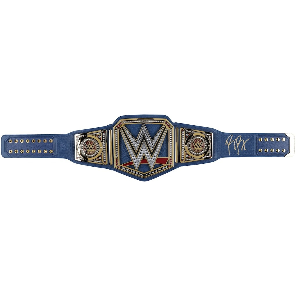 Roman Reigns WWE Autographed Universal Championship Blue Strap Replica Title Belt Championship Belts Online