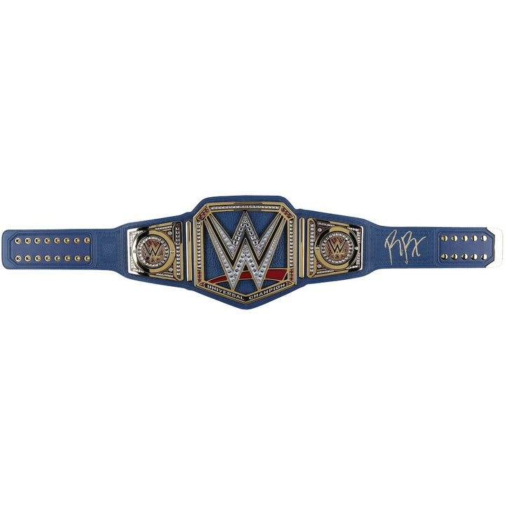 Roman Reigns WWE Autographed Universal Championship Blue Strap Replica Title Belt Championship Belts Online