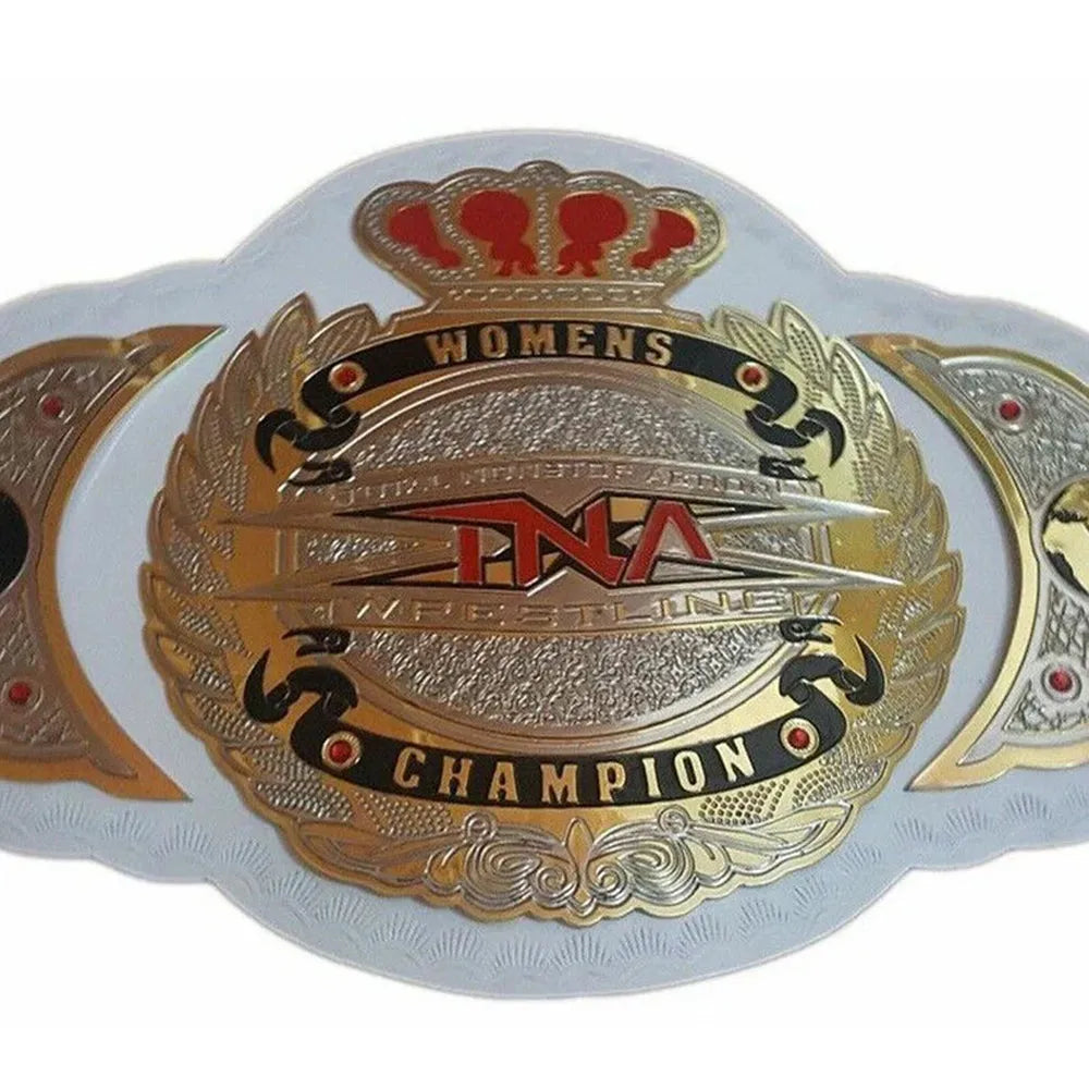 TNA womens championship belt with gold and red crown design from Championship Belts Online