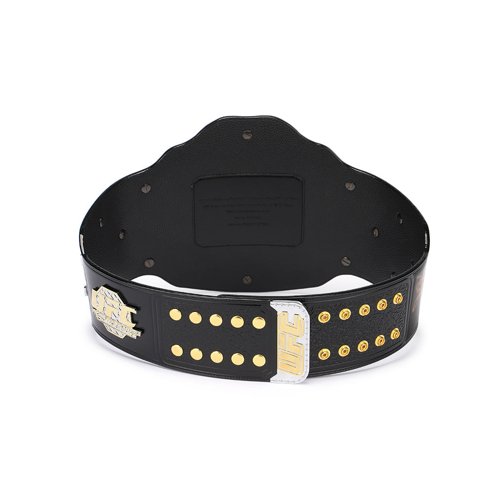 UFC BMF replica belt with black leather strap and gold details from Championship Belts Online