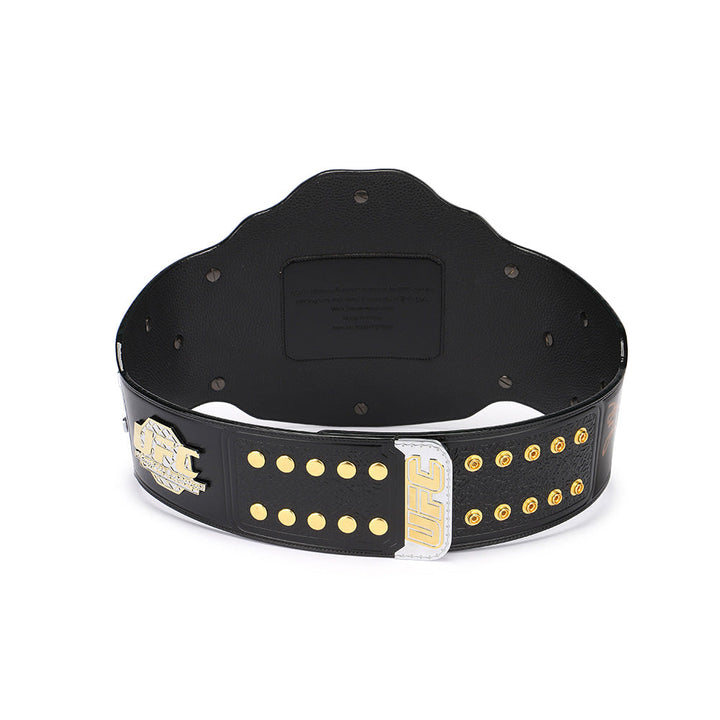 UFC BMF replica belt with black leather strap and gold details from Championship Belts Online