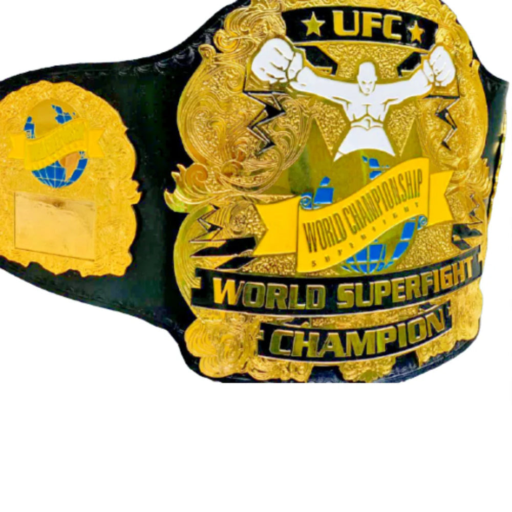 Ultimate fighting championship belt for sale featuring World Superfight Champion gold design