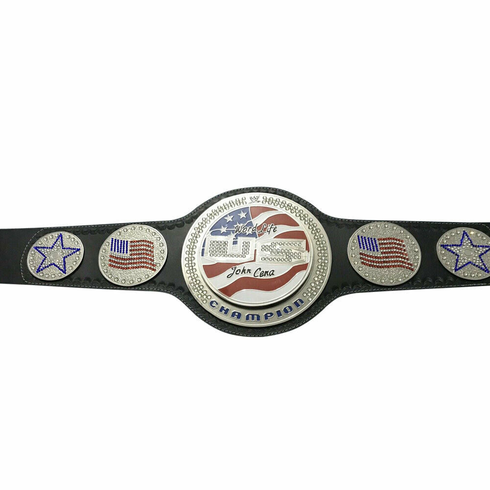US spinner wrestling belt replica WWE Championship belt with American flag design by Championship Belts Online