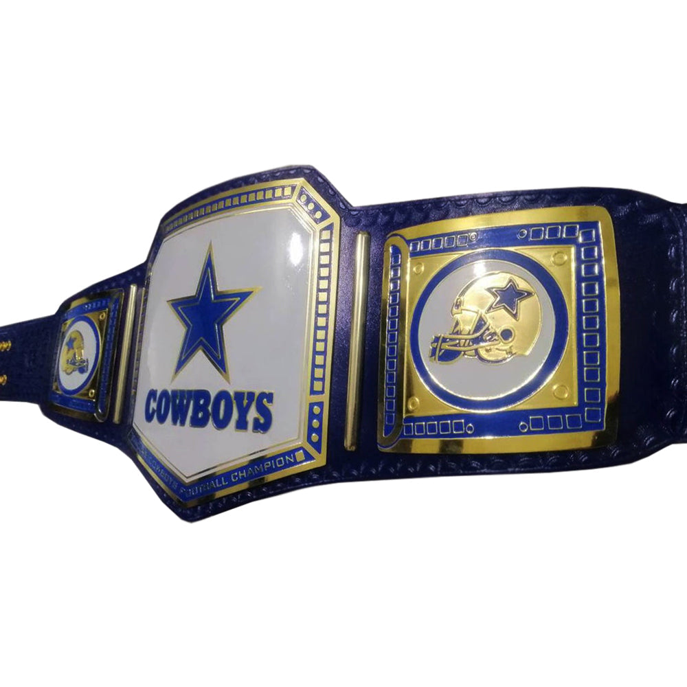 WWE Cowboys championship belt with blue star and gold detailing by Championship Belts Online