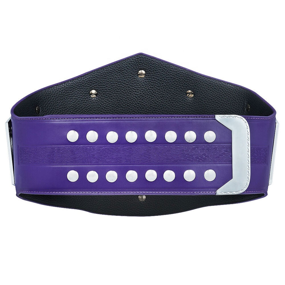 WWE cruiserweight championship belt with purple strap and silver studs by Championship Belts Online