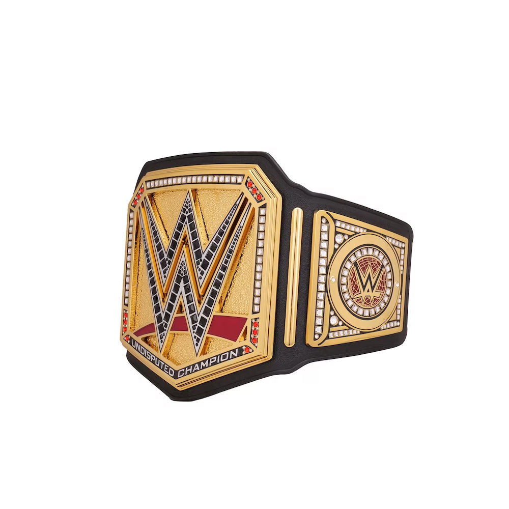WWE undisputed championship replica belt with gold and black detailing from Championship Belts Online