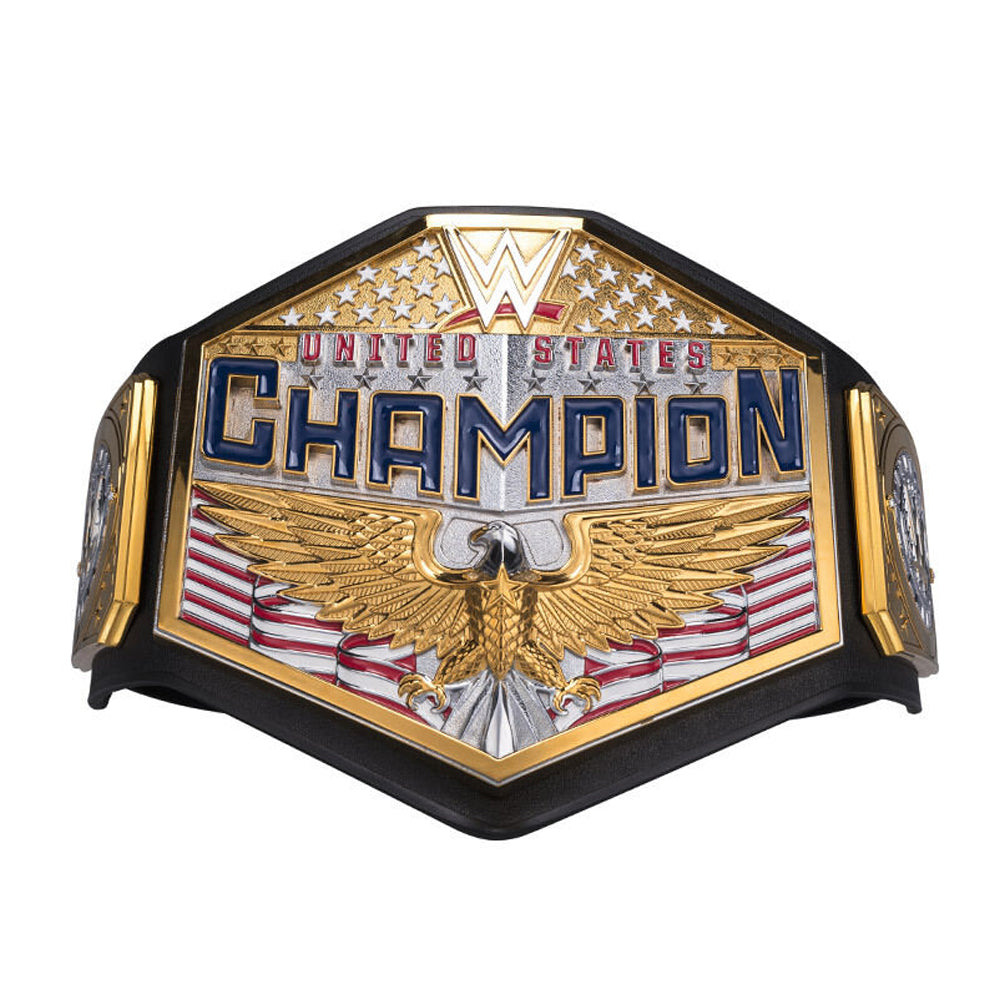 WWE United States Championship belt with gold eagle and American flag design by Championship Belts Online