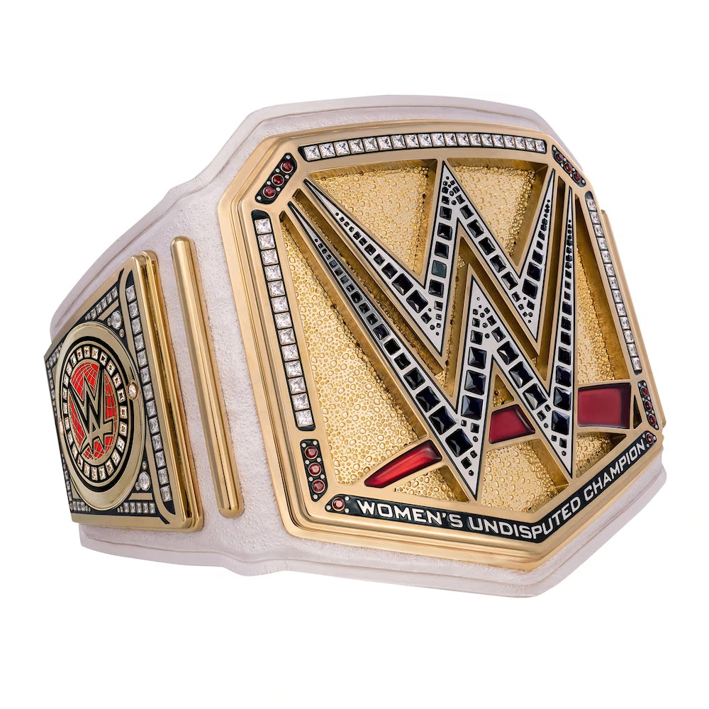WWE Women's Championship replica belt with gold plating and detailed design from Championship Belts Online